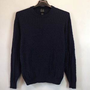 Jos. A. Bank Crewneck Sweater Navy Blue Cotton L